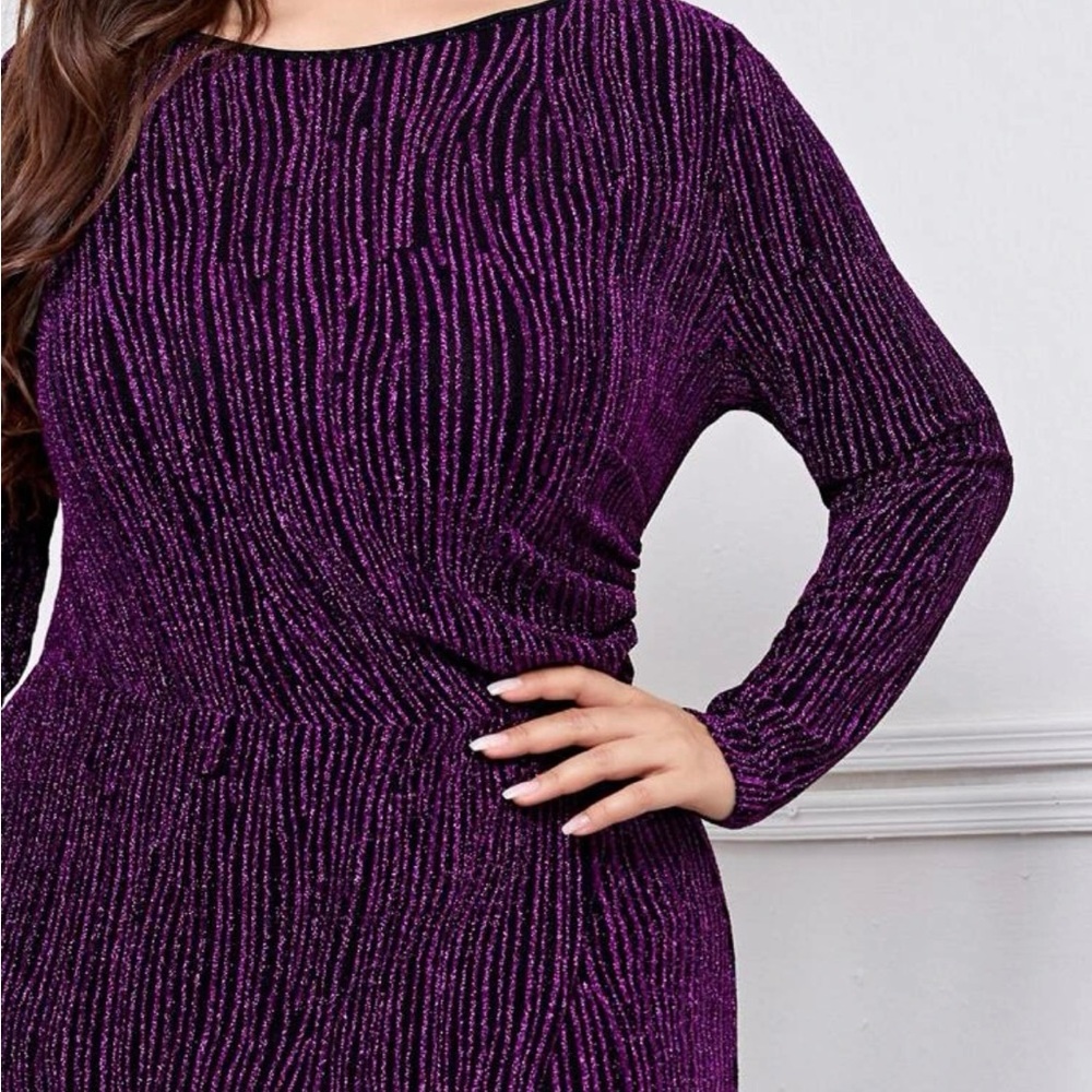 Plus Wrap Hem Glitter Dress